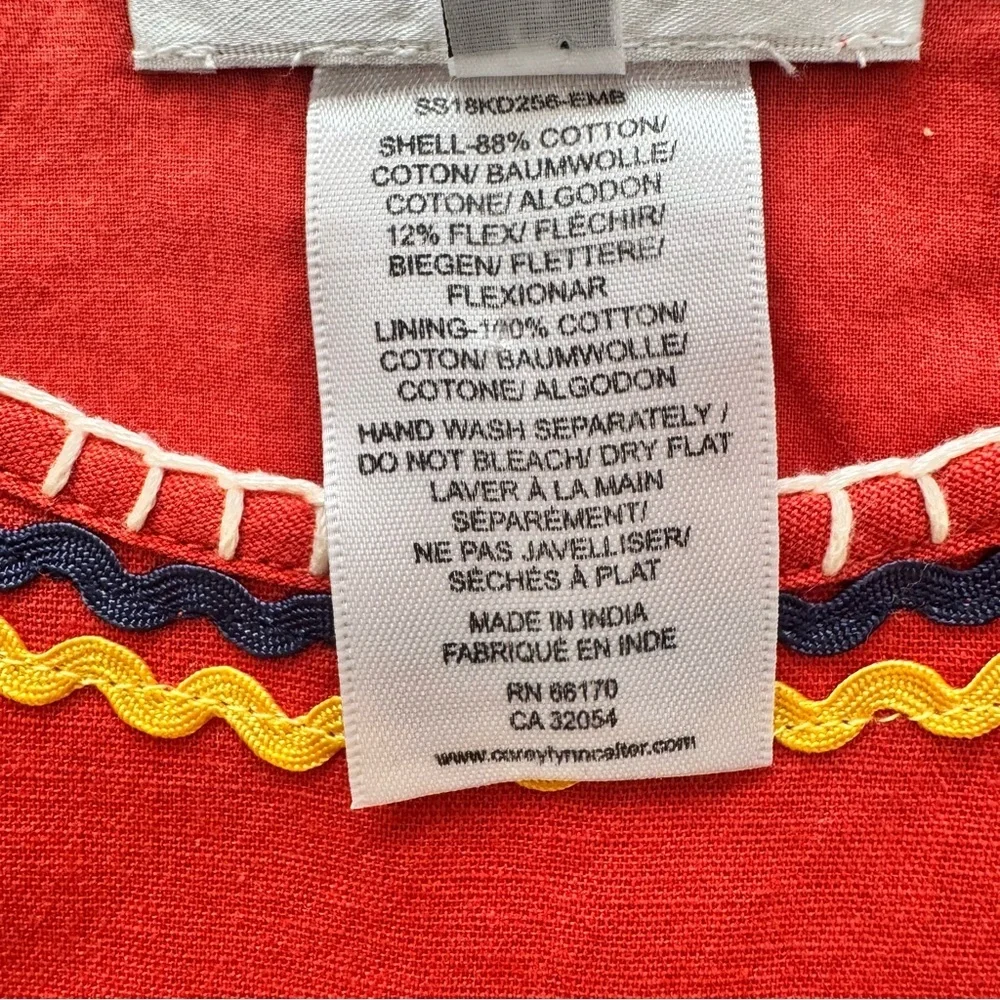 Anthropologie Corey Lynn Calter Toucan jungle red Embroidered Dress Sz Small - Picture 7 of 8